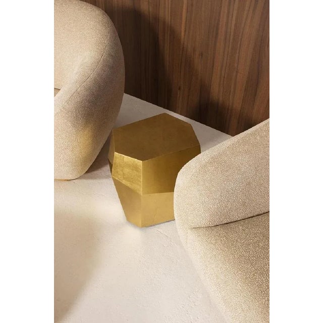 Not Yet Made - Made To Order High Three Rocks Gold Leaf Side Table by Insidherland For Sale - Image 5 of 7