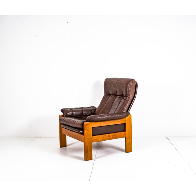 Brown Vintage Teak & Leather Atlanta Armchair by Sven Ellekaer for Skippers Mobler A/S Design, 1980s For Sale - Image 8 of 18