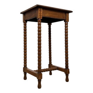 Antique English Bobbin-Turned Oak Side Table, 1910 For Sale