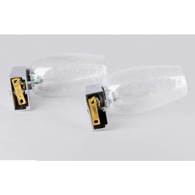 Pulegoso Glass and Chrome Wall Sconces in the style of Seguso Vetri d'Arte, 1970s, Set of 2 For Sale - Image 16 of 18
