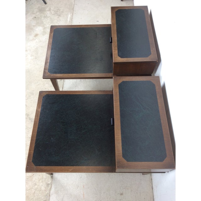 Brown Pair Mid Century Modern Walnut Step Tables With Single Drawer For Sale - Image 8 of 12
