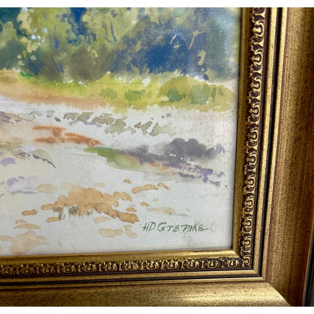 Blue Henry Deidrich Gremke Original California Landscape Watercolor, Framed For Sale - Image 8 of 15