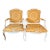 Pair of Vintage Italian Painted Bergere Chairs Upholstered in Yellow and White Linen For Sale
