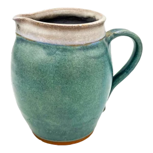Contemporary Blue Studio Pottery Terra Cotta Pitcher
