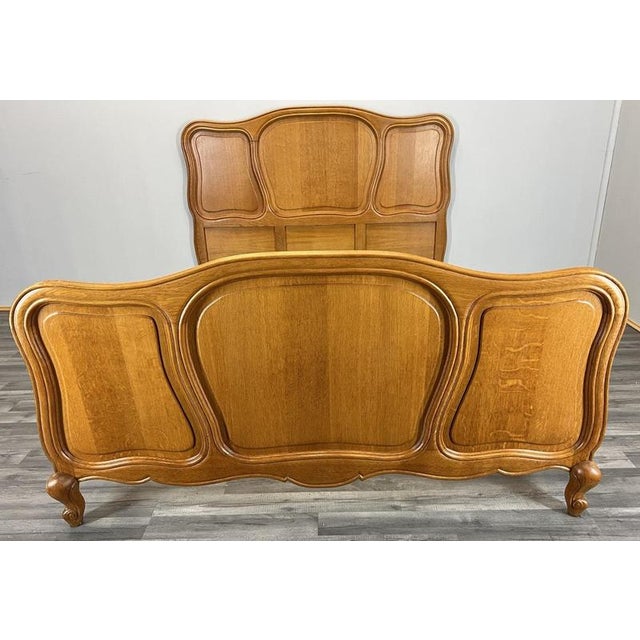 Vintage French Louis XVI Double Bed Frame in Oak For Sale - Image 3 of 11