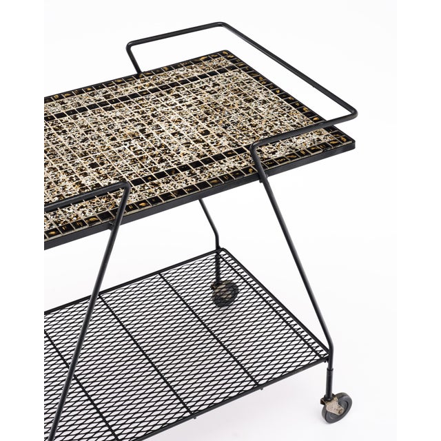 French Mid-Century Modern Tiled Bar Cart For Sale In Austin - Image 6 of 9