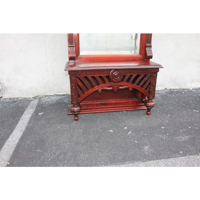 Wood 19th Century American Victorian Cherry Hallway Entryway Mirror For Sale - Image 7 of 10
