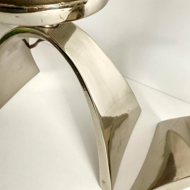 Pair Mid Century Modern Laurel Arch Chrome Lamp Bases Work No Shades MCM Vintage For Sale - Image 11 of 13