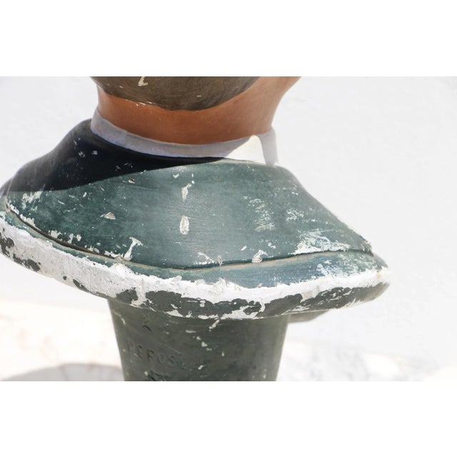 1920s French Art Deco Life-Size Plaster Hat Mannequin Bust For Sale - Image 10 of 13