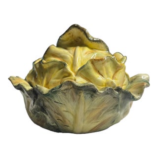 Vintage Kaldun & Bogle Majolica-Style Cabbage Ceramic Tureen For Sale