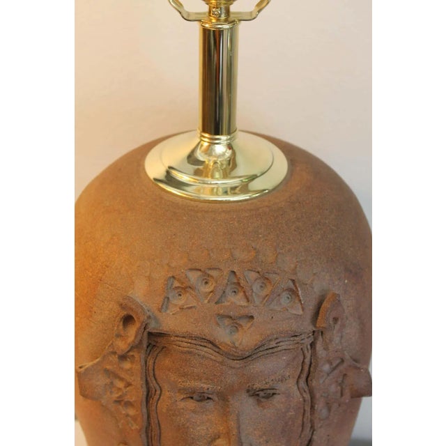 Brown 1970s Stoneware Lamp With Gothic Face For Sale - Image 8 of 12