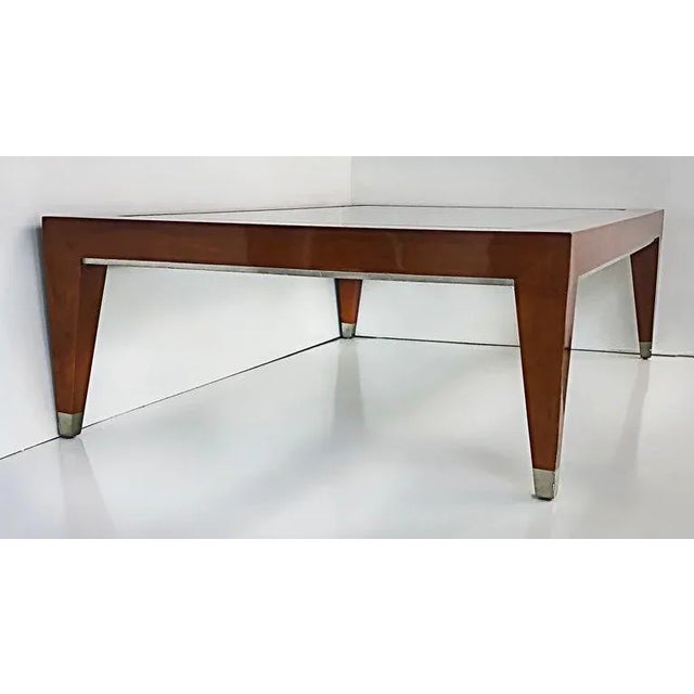 Enrique Garcel Late 20th Century Vintage Enrique Garcel Mahogany Coffee Table With Inset Beveled Glass Top For Sale - Image 4 of 12