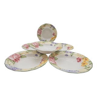 Jessica McClintock Christina Rimmed Soup Bowls – Set of 6 Westbury Court Floral China For Sale
