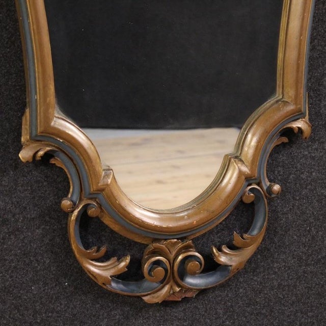 1950s Italian Louis XV Style Lacquered and Gilded Mirror, 1950s For Sale - Image 5 of 13