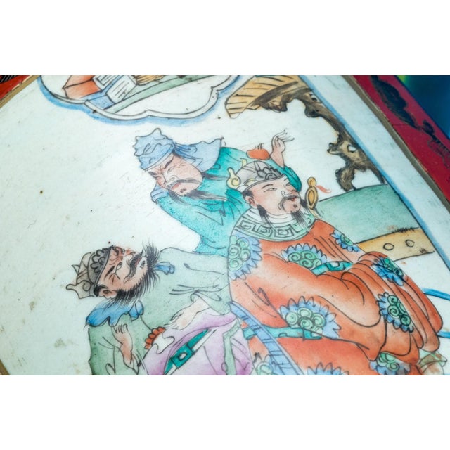 Vintage Chinese Lacquer Jewelry Chest With Famille Rose Porcelain For Sale - Image 14 of 14
