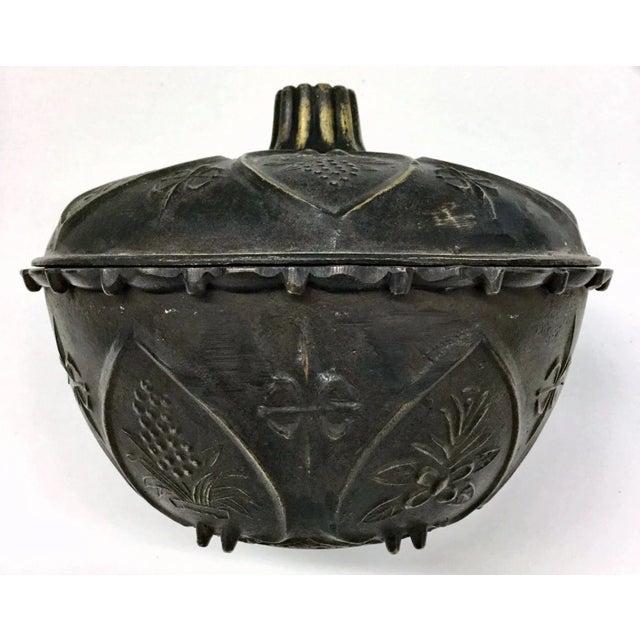 Chinese Antique Chinese Covered Brass Bowl For Sale - Image 3 of 12