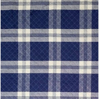 Ralph Lauren "Caitlin" Navy Plaid Cotton Matelassé Fabric- 4.8 Yards For Sale