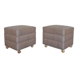 Mid-Century Modern Hollywood Regency Cocktail Ottomans - a Pair For Sale
