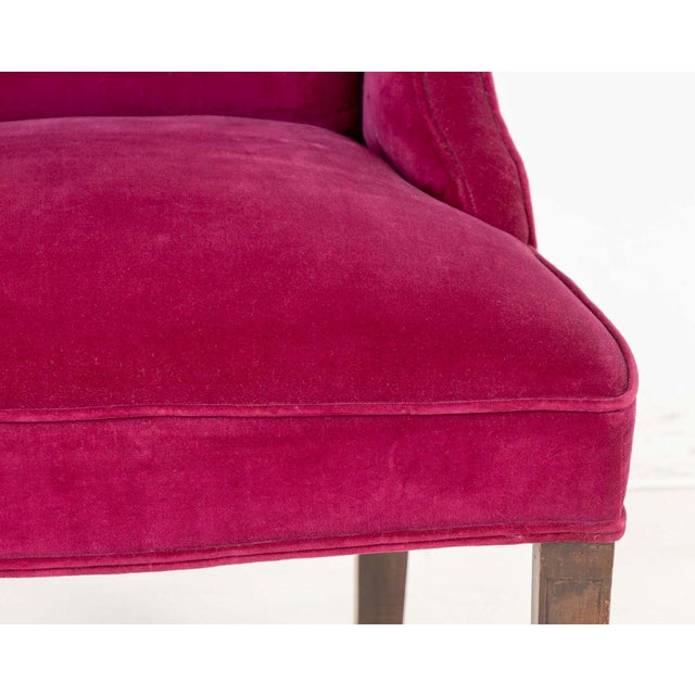 Plum Velvet Upholstered Side Chairs, Pair For Sale - Image 4 of 5