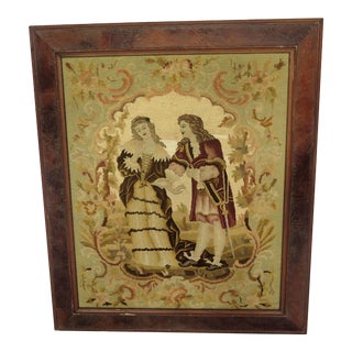 1940s Vintage Framed French Romantics Tapestry For Sale