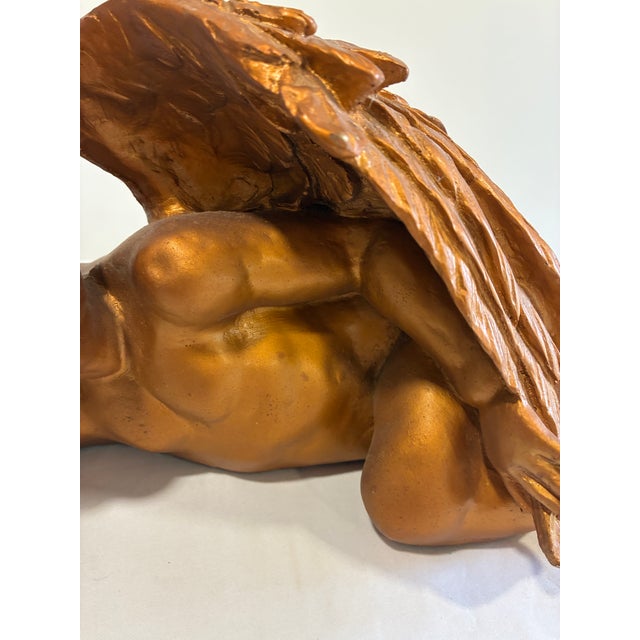 Mid-Century Modern Vintage Gold-Toned Reclining Cherub For Sale - Image 3 of 12
