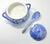 1990s Vintage Porcelain Jasmin Flowers Blue, White & Gold Soup Tureen Lid & Ladle For Sale - Image 4 of 5