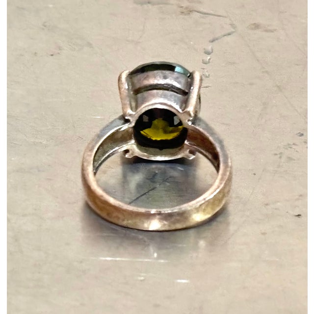 Sterling Silver / Green Stone Cocktail Ring For Sale - Image 4 of 7