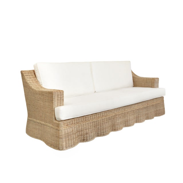 New special order item. Not vintage. Behold the Lawson Style couch in Natural Rattan, featuring a delightful scalloped...