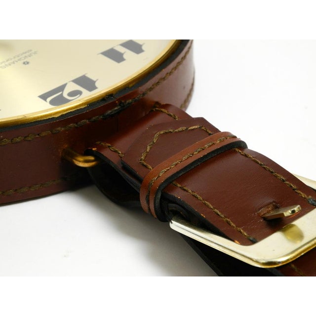 Junghans Brass Wall Clock with Leather Strap, 1960s For Sale - Image 12 of 18
