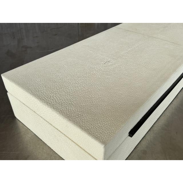 Boho Chic Vintage Coastal Faux Shagreen Long Box For Sale - Image 3 of 12