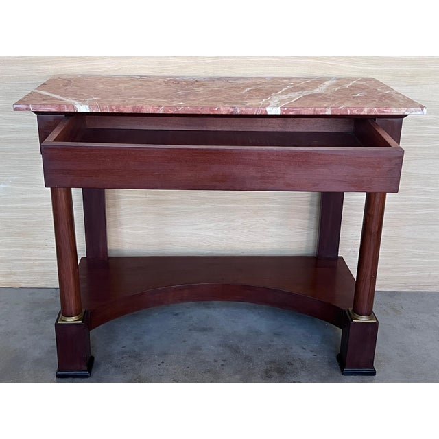 Antique French Empire- Biedermeier fruitwood console table with drawer and bronze details In good original condition with...