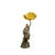Metal 20th Century Art Nouveau Spelter Woman Sculpture & Yellow Glass Lamp For Sale - Image 7 of 7