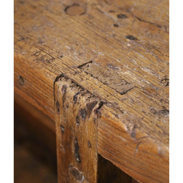 19th Century French Oak Carpenter’s Press Console Table With Bottom Shelf For Sale - Image 9 of 13
