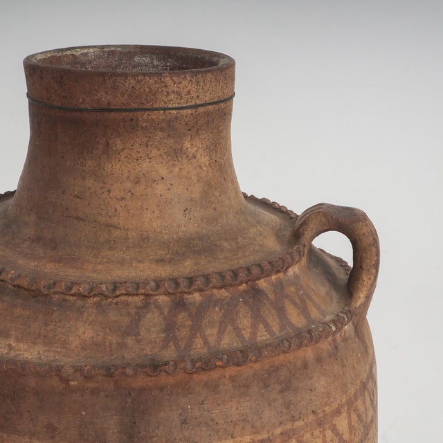 Vintage Earthenware Storage Vessel with Incised and Painted Motifs, 1950s For Sale - Image 9 of 11