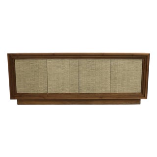 Large Faux Snakeskin and Walnut Long Credenza Sideboard For Sale