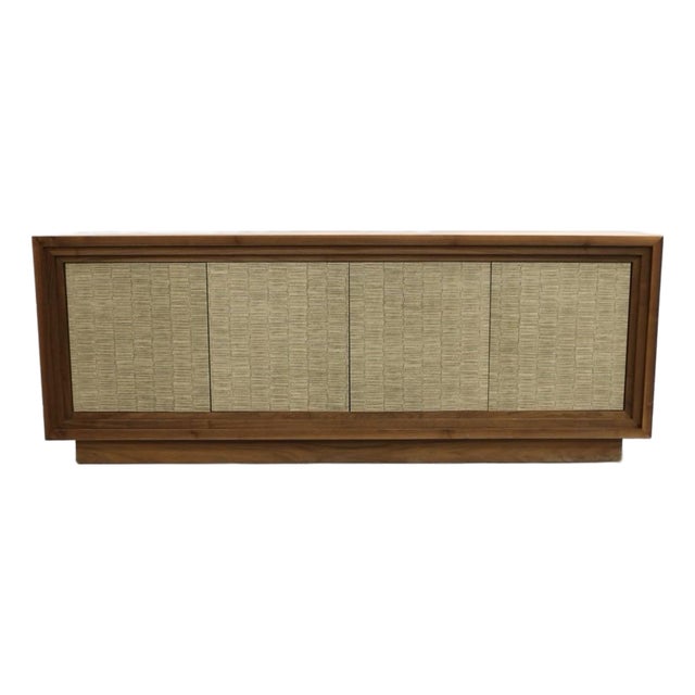 Large Faux Snakeskin and Walnut Long Credenza Sideboard For Sale