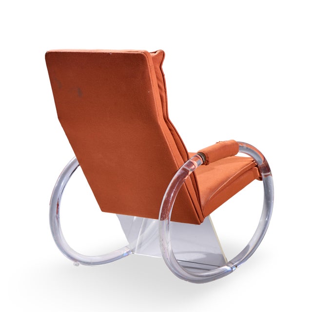Textile Charles Hollis Jones Mid Century Lucite Rocking Chair For Sale - Image 7 of 9