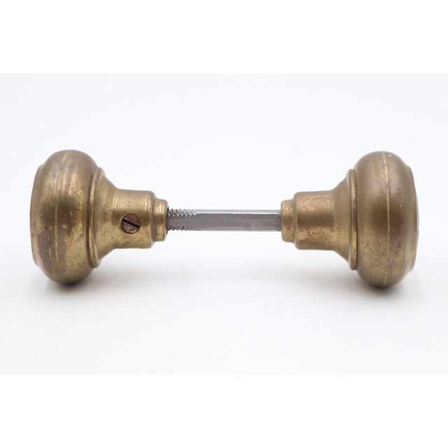 Mid 20th Century Vintage Art Deco Brass Passage Door Knob Set For Sale - Image 5 of 7