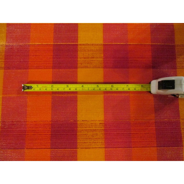 Orange United DeSoto Vintage 1970s Red & Orange Plaid Motif Wallcovering For Sale - Image 8 of 8