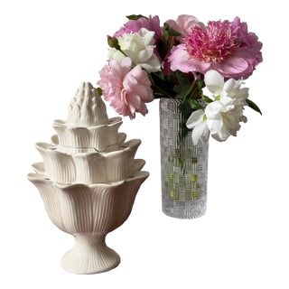 Contemporary White Ceramic Tulipiere Vase For Sale