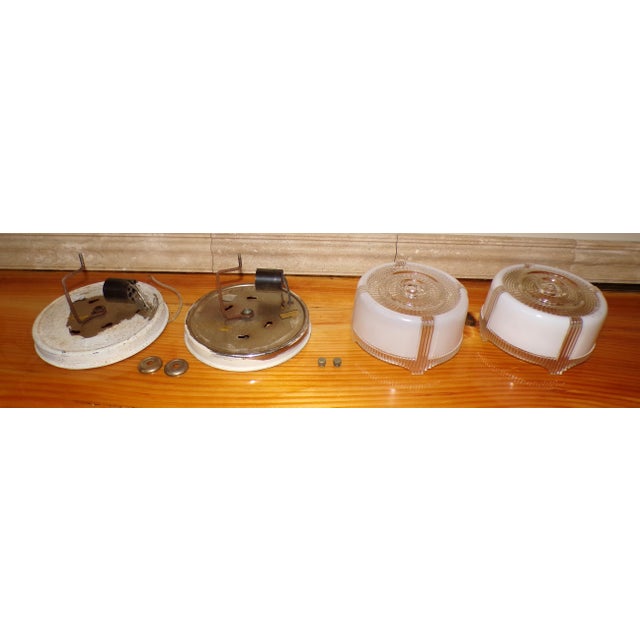 Vintage Art Deco Round Ceiling Light Fixture Milk & Clear Glass Shade For Sale - Image 16 of 18