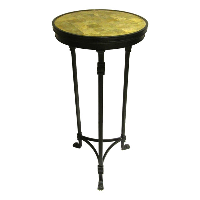 Theodore Alexander Empire Style Stone and Bronze Tripod Drink / Accent Table For Sale