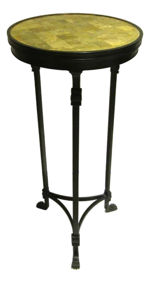 Theodore Alexander Empire Style Stone and Bronze Tripod Drink / Accent Table