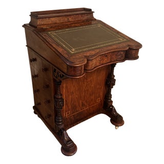 Antique Victorian Walnut Freestanding Davenport, 1860 For Sale