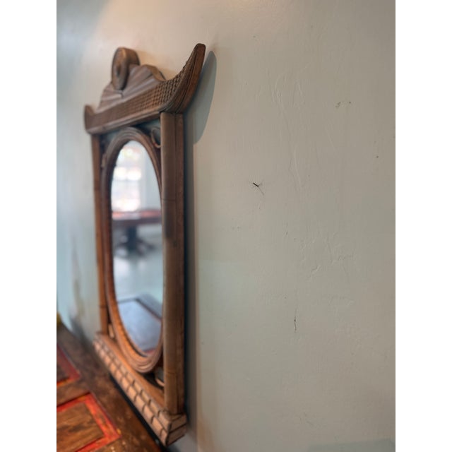 Vintage Split Bamboo Pagoda Wall Mirror – Southeast Asian, 1970s For Sale - Image 4 of 15