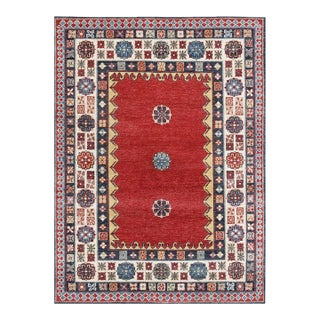 8x10 Coral Hand-Knotted Wool Triple Floral Motif Classic Traditional Carpet Rug For Sale