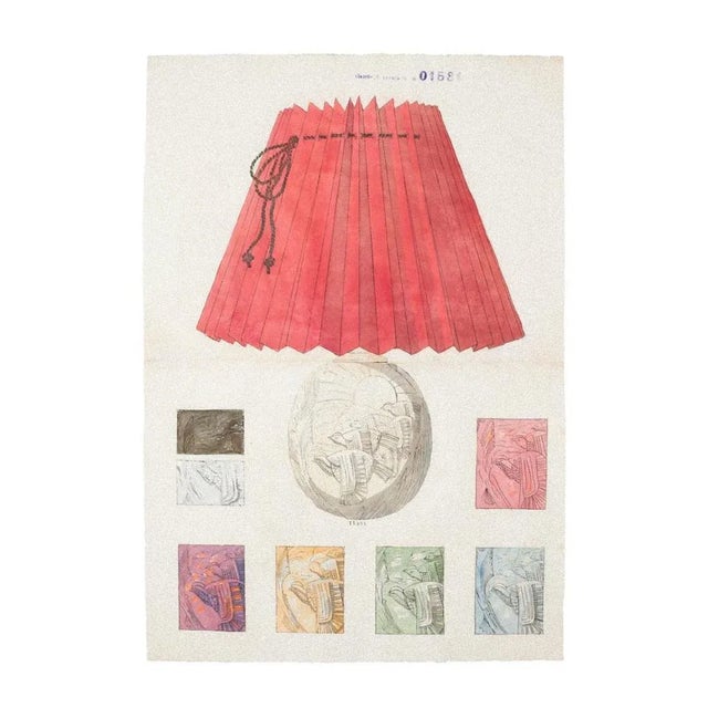 'Porcelain Lamp'' is an original watercolor and ink drawing on ivory-colored paper realized in 1890 ca. by Anonymous...