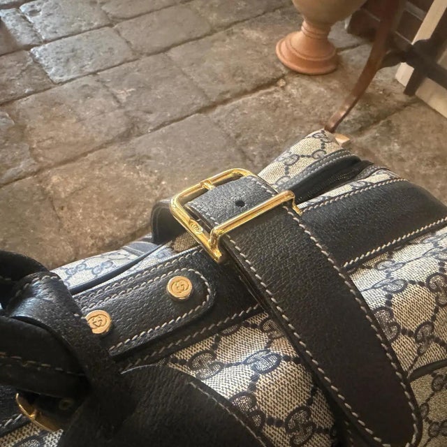 Vintage 1980s Gucci Iconic Gg Monogram Suitcase With Web Stripes For Sale - Image 14 of 15