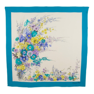 Christian Dior Floral Silk Scarf Print in Blue and Lavender