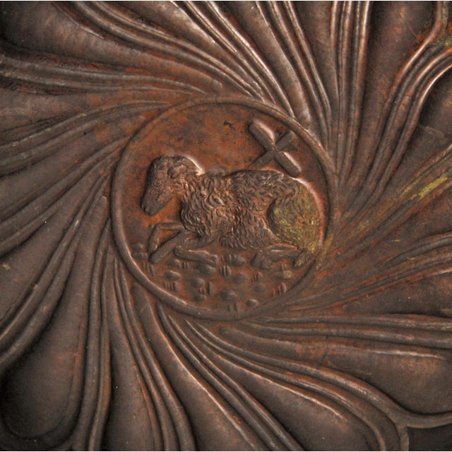 18th Century Basin Bowl Gold Wall Plate Brass Alms Dish Lamb of God Italian Brass XLarge For Sale - Image 9 of 12